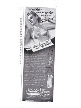 Maiden Form Allegro Bra Vintage Print Ad 1940 Comfort Fashion Ad Lingerie AD